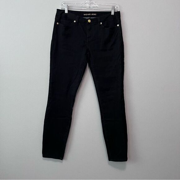 Michael Kors Black With Gold Accent Skinny Jeans Size 4 - Picture 2 of 9